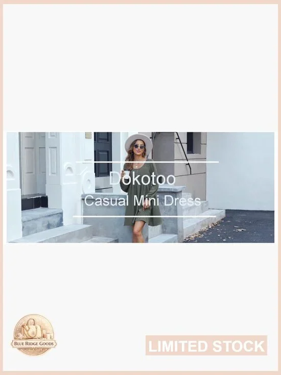 Long Sleeve Smocked Empire Waist A-Line Mini Dress Casual Elegant Chic - Picture 7 of 7